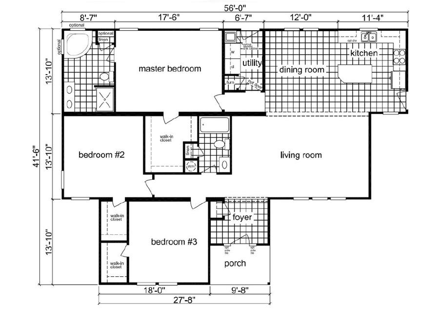 Belmont I 1854 Square Foot Ranch Floor Plan